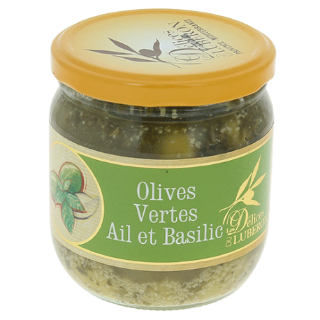 Olives vertes ail et basilic